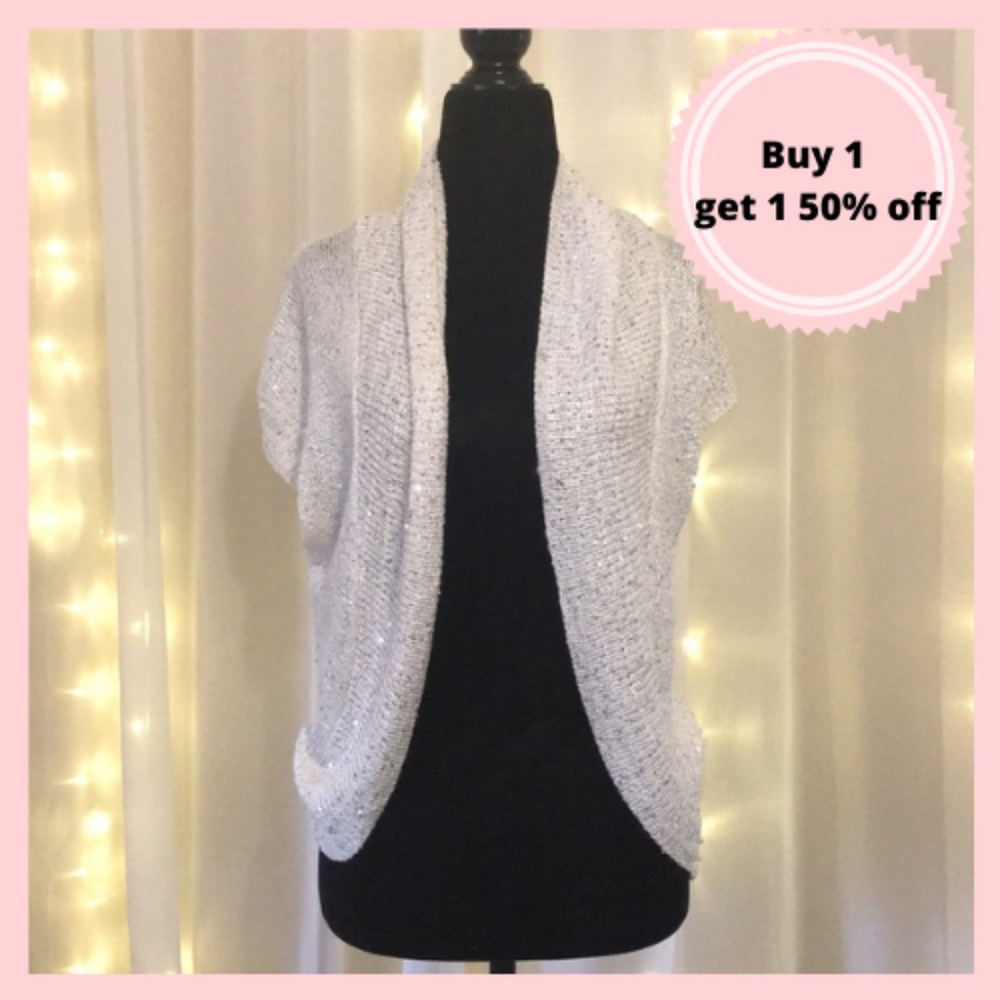 White kismet sequin cardigan sweater